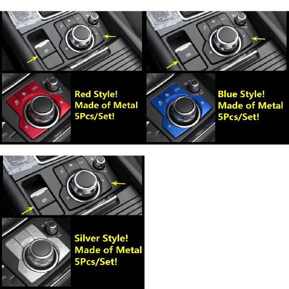 適用: マツダ CX-5 CX5 2017-2022 エレクトリカル ハンドブレーキ パーク/センター マルチメディア ボタン パネル レッド/ブルー/シルバー レッド 5 ピース～シルバー 5 ピース AL-OO-9513 AL