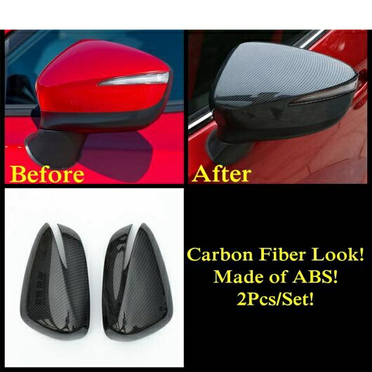 ABS クローム/カーボン調 アクセサリー リア ウインドウ ワイパー/バックミラー ミラー カバー トリム エクステリア 適用: マツダ CX-3 CX3 2015-2021 モデル D AL-OO-9600 AL