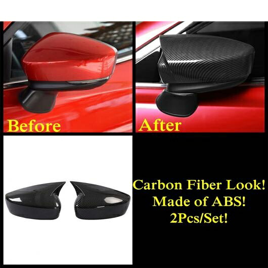 プラスチック アクセサリー バックミラー ミラー 保護 カバー キット トリム 適用: MAZDA3 2017 2018 ブラック/カーボンファイバー スタイル エクステリア タイプC AL-OO-9652 AL Exterior parts for cars｜オートパーツエージェンシー2号店
