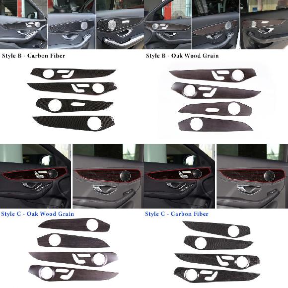 適用: メルセデス・ベンツ C-クラス GLC W205 C180 2015-2021 ABS カーボンファイバー調 インナー ドア パネル 装飾 カバー Bカーボンファイバー～Cカーボンファイバー AL-PP-2153 AL