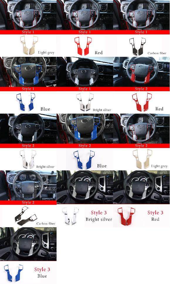 ABS カーボンファイバー ステアリング ホイール トリム コントロール ボタン フレーム カバー アクセサリー 適用: トヨタ タコマ 2016-2020 スタイル 1～スタイル 3 AL-PP-2359 AL