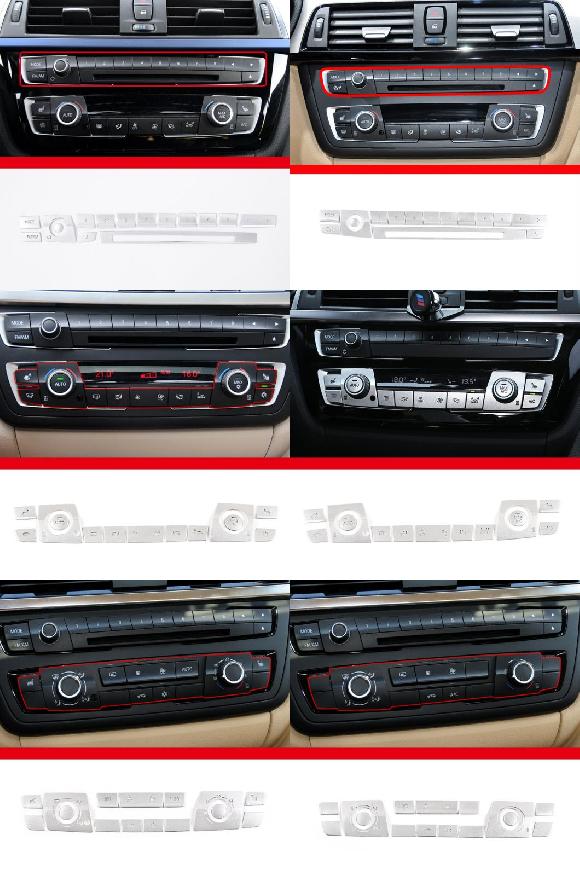 セントラル コントロール エアコン SHORTCUT デジタル ボタン カバー トリム ステッカー 適用: BMW 3シリーズ F30 F31 F34 2013-2019 アクセサリー タイプA～タイプH AL-PP-2584 AL Interior parts for cars