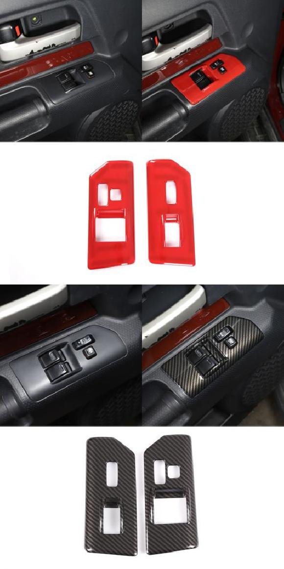 適用: トヨタ FJ クルーザー 2007-2021 ABS カーボンファイバー ウインドウ ガラス リフティング スイッチ ボタン フレーム 装飾 カバー トリム アクセサリー レッド・カーボン調 AL-PP-2776 AL Car parts｜オートパーツエージェンシー2号店