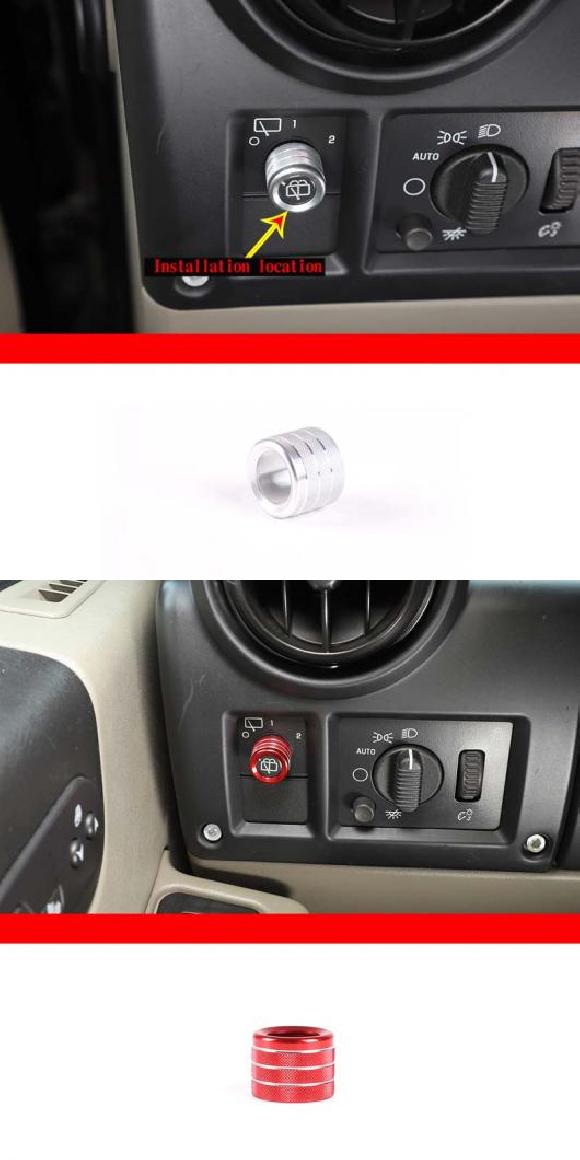 適用: ハマー/HUMMER H2 2003-2007 エア コンディション ボリューム リア ワイパー スイッチ アジャスター ノブ カバー リア HEADPHONE ボリューム ノブ C シルバー・C レッド AL-PP-2816 AL