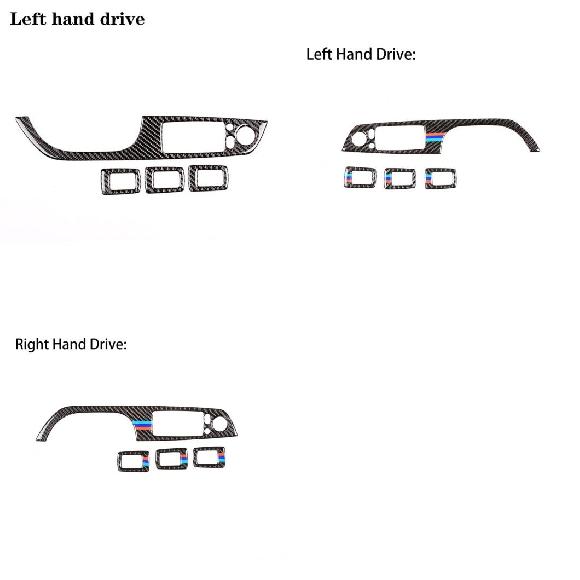 適用: BMW 3シリーズ E90 E92 E93 2005-2013 ソフト カーボンファイバー ウインドウ リフト ボタン フレーム トリム ステッカー 左ハンドル用 左ハンドル用 1～右ハンドル用 AL-PP-3041 AL｜オートパーツエージェンシー2号店