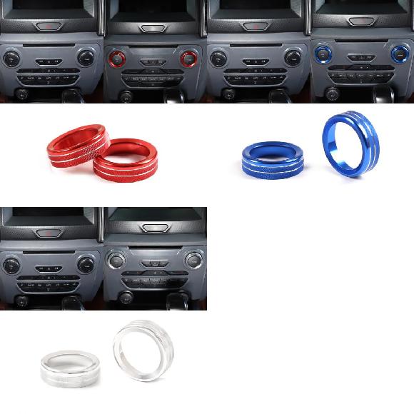 ボリューム コントロール ノブ 装飾 リング ステッカー 適用: フォード/FORD レンジャー 2015-2018 アクセサリー オート オーディオ スイッチ トリム カバー レッド～シルバー AL-PP-3469 AL Interior parts cars