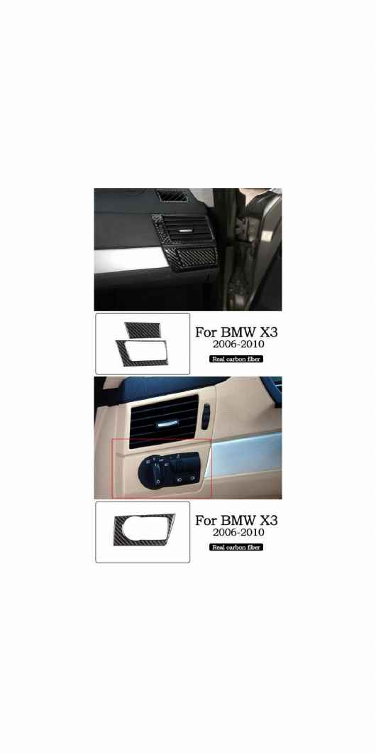 適用: BMW X3 E83 2006-2010 ソフト リアル カーボンファイバー調 インテリア 装飾 トリム フレーム 3D ステッカー デカール アクセサリー タイプ1・タイプ3 AL-PP-3364 AL Interior parts for cars