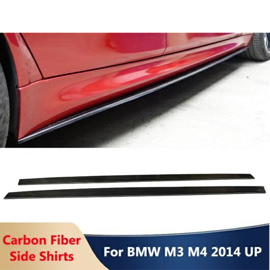 M3 M4 リアル カーボンファイバー サイド スカート ドア エクステンション リップ エプロン 適用: BMW M3 F80 セダン M4 F82 クーペ 2014 アップ ボディ キット ブラック AL-OO-2007 AL Exterior parts for cars