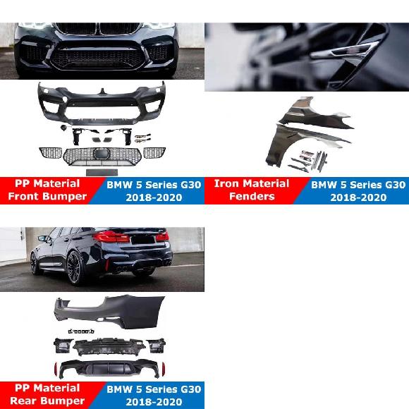 G30 G38 PP 未塗装 フロント & リア バンパー フェンダー ボディ キット プロテクター 適用: BMW 5シリーズ 2018-2020 フロント バンパー~リア バンパー AL-OO-2306 AL Exterior parts for cars|オートパーツエージェンシー2号店
