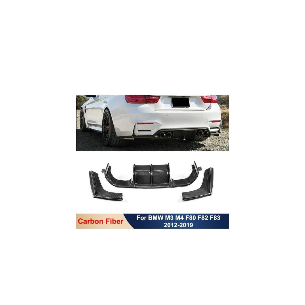 3ピース リアル カーボンファイバー リア バンパー リップ ディフューザー スプリッタ プロテクター 適用: BMW M3 F80 M4 F82 F83 チューニング スタイリング 2012-19 カーボン AL-OO-2491 AL Exterior parts for cars