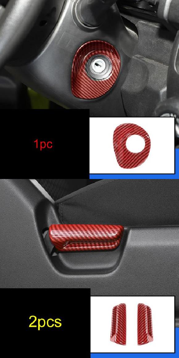 レッド カーボンファイバー 適用: スズキ ジムニー 2019-2020 JB64-JB74 セントラル コントロール 装飾 通気口 ギア パネル インテリア タイプ1・タイプ26 AL-PP-4894 AL Car parts