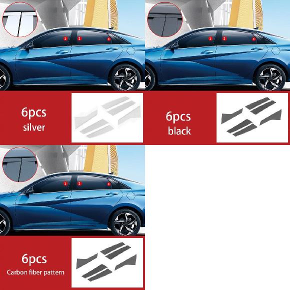 6ピース 適用: ヒュンダイ/現代/HYUNDAI エラントラ 2021 ウインドウ センター ピラー モールディング タイプ1～タイプ3 AL-PP-4970 AL Car parts 31,194円