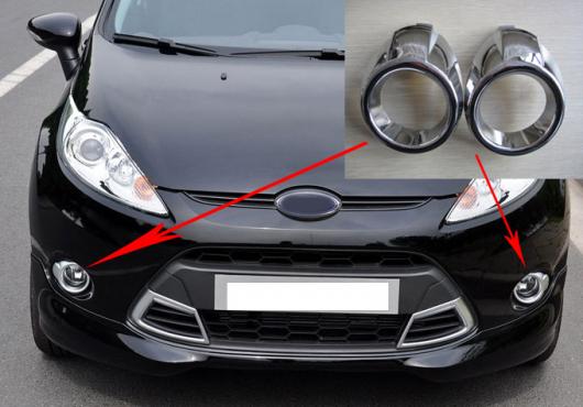 2ピース/セット 適用: フォード/FORD フィエスタ 2009-2012 フロント フォグライト リング トリム ステッカー ランプ カバー クローム シルバー AL-PP-5283 AL Exterior parts cars