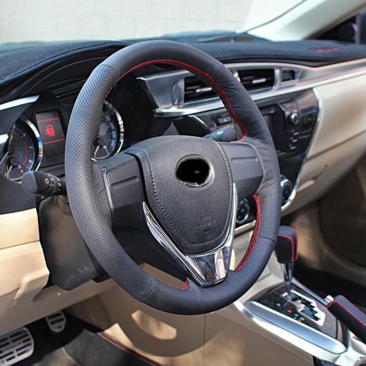 1ピース 適用: トヨタ カローラ 2014-2017 RAV4 ステアリング ホイール カバー 手縫い 編み上げ トップ レイヤー レザー AL-PP-5546 AL Interior parts for cars 26,689円