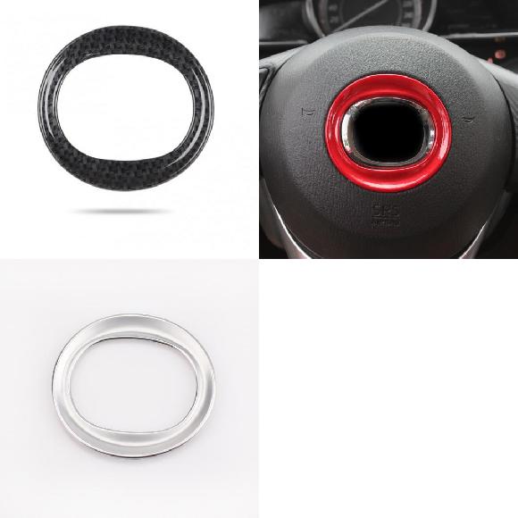 1ピース ABS 適用: マツダ CX-5 CX-4 アテンザ ステアリング ホイール ロゴ 装飾 リング ロゴなし ブラック~シルバー AL-PP-5622 AL Interior parts for cars