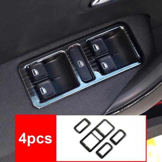 4ピース 適用: VW ポロ 2011-2017 ガラス リフティング スイッチ パネル 装飾 フレーム ブラック ステンレス スチール AL-PP-6619 AL Interior parts for cars