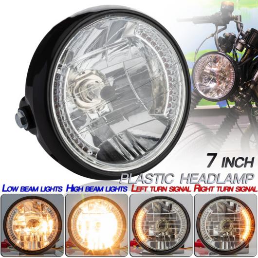 ユニバーサル 7 インチ 12V オートバイ ラウンド ヘッドライト ターンシグナルライト ヘッド ライト ランプ 適用: ボバー ホンダ ヤマハ カワサキ カフェ ブラック AL-PP-7200 AL Car parts