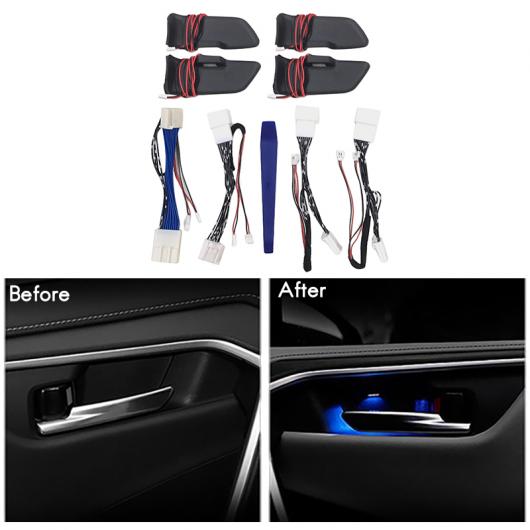 適用: トヨタ カローラ 2020 2021 ドア ボウル アームレスト 装飾 ライト インテリア LED ブルー ドア ボウル ハンドル フレーム ライト ブラック AL-PP-7294 AL Car parts