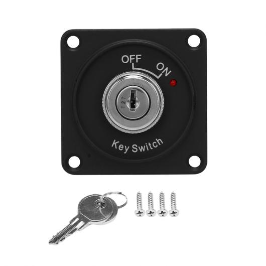 ユニバーサル 12V ボート オートバイ イグニッション スターター キー イグニッション スイッチ パネル 2 ポジション 2 キー ブラック AL-PP-7486 AL Car parts