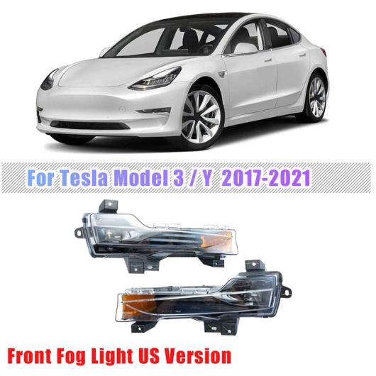左＆右 適用: 2017-2021 テスラ/TESLA モデル 3/Y フロント フォグライト ドライビング ランプ LED DRL アンバー 1ペア US バージョン AL-PP-8135 AL Car parts