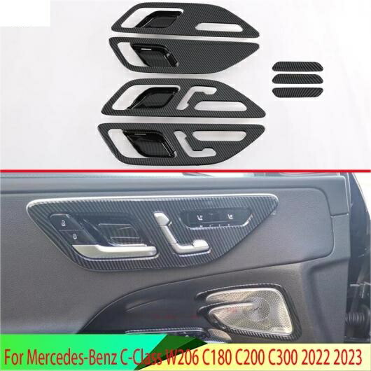 適用: メルセデス・ベンツ C-クラス W206 C180 C200 C300 2022 2023 カーボンファイバー調 インナー ドア ハンドル カバー キャッチ ボウル トリム ベゼル AL-QQ-3534 AL Interior parts for cars