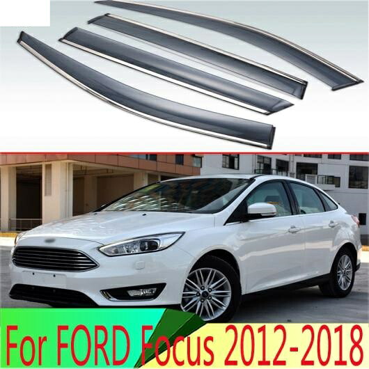 適用: フォード/FORD フォーカス 2012-2018 プラスチック エクステリア バイザー 吹き出し口 シェード ウインドウ サン レイン ガード デフレクター 4ピース AL-QQ-3997 AL Exterior parts cars