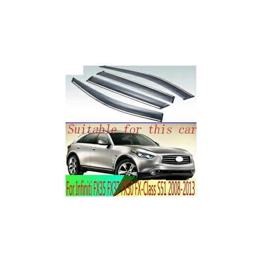 適用: インフィニティ/INFINITI FX35 FX37 FX50 FX-クラス S51 2008-2013 プラスチック エクステリア バイザー 吹き出し口 シェード ウインドウ サン レイン ガード デフレクター 4ピース AL-QQ-3991 AL Exterior parts for cars