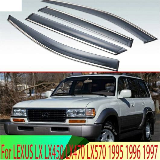 適用: レクサス LX LX450 LX470 LX570 1995 1996 1997 プラスチック エクステリア バイザー 吹き出し口 シェード ウインドウ サン レイン ガード デフレクター 4ピース AL-QQ-4470 AL Exterior parts for cars