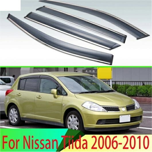 適用: 日産 ティーダ 2006-2010 1代目 C11 プラスチック エクステリア バイザー 吹き出し口 シェード ウインドウ サン レイン ガード デフレクター 4ピース AL-QQ-4487 AL Exterior parts for cars