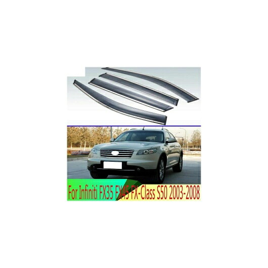 適用: インフィニティ/INFINITI FX35 FX45 FX-クラス S50 2003-2008 プラスチック エクステリア バイザー 吹き出し口 シェード ウインドウ サン レイン ガード デフレクター 4ピース AL-QQ-4086 AL Exterior parts for cars 24,579円