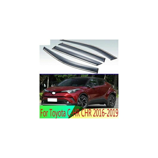 適用: トヨタ C-HR CHR 2016 2017 2018 2019 プラスチック エクステリア バイザー 吹き出し口 シェード ウインドウ サン レイン ガード デフレクター 4ピース AL-QQ-4116 AL Exterior parts for cars
