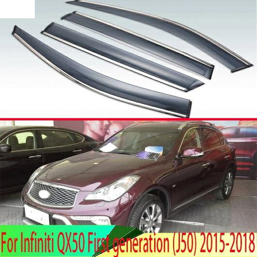 適用: インフィニティ/INFINITI QX50 1代目 J50 2015-2018 プラスチック エクステリア バイザー 吹き出し口 シェード ウインドウ サン レイン ガード デフレクター 4ピース AL-QQ-4678 AL Exterior parts for cars