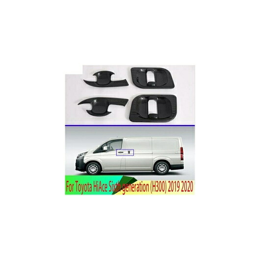 適用: トヨタ ハイエース 6代目 H300 2019 2020 カーボンファイバー調 ドア ハンドル ボウル カバー カップ トリム AL-QQ-4652 AL Exterior parts for cars