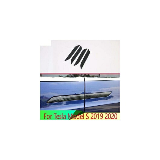 適用: テスラ/TESLA モデル S 2019-2022 カーボンファイバー調 ドア ハンドル カバー トリム モールディング AL-QQ-4804 AL Exterior parts for cars