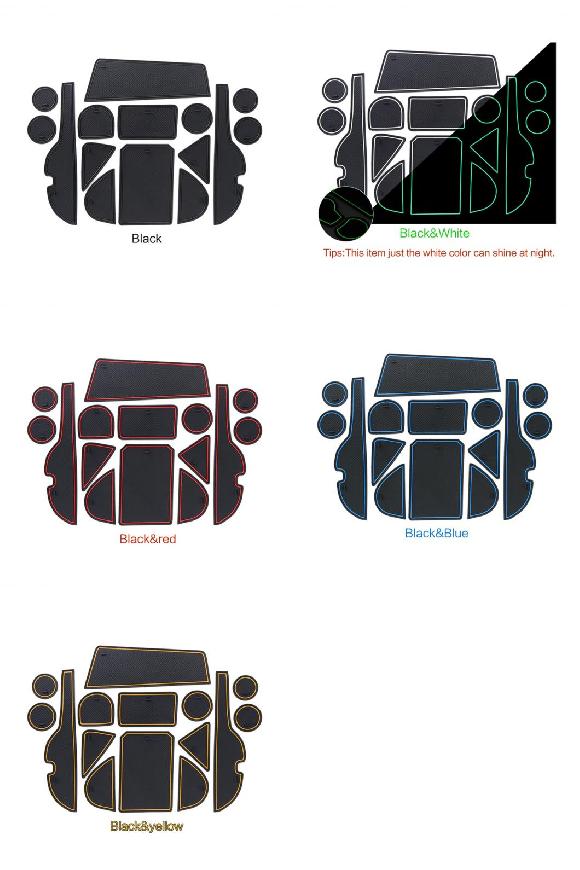 15ピース アンチ-スリップ ゲート スロット マット 適用: RAV 4 2013 2014 2015 2016 2017 2018 適用: トヨタ RAV4 2013-2018 ラバー コースター アクセサリー ブラック～イエロー AL-QQ-5220 AL Car parts｜オートパーツエージェンシー2号店