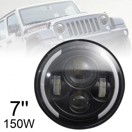 7インチ 150W ヘッドライト ラウンド ブラック LED ヘッドライト ハイ ロー ビーム ホワイト DRL アンバー ウインカー 15000LM 適用: ジープ/JEEP ラングラー AL-RR-5523 AL Car light