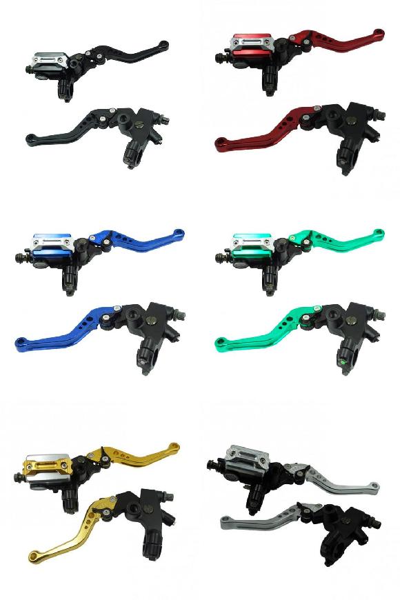 1ペア 7/8 インチ 22mm ユニバーサル オートバイ ブレーキ クラッチ マスター シリンダー レバー ケーブル クラッチ リザーバー 適用: スクーター スポーツ ダートバイク ブラック～シルバー AL-RR-6415 AL Car parts