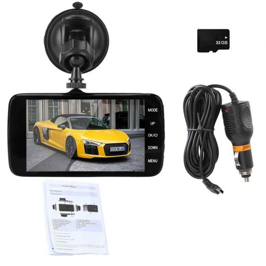 4インチ ビデオ レコーダー 車載カメラ DVR スマート G-センサー 170 度 広角 デュアル レンズ 1080P ナイト ビジョン カメラ ダッシュ カム シングル カメラ 32G AL-RR-6653 AL Car parts