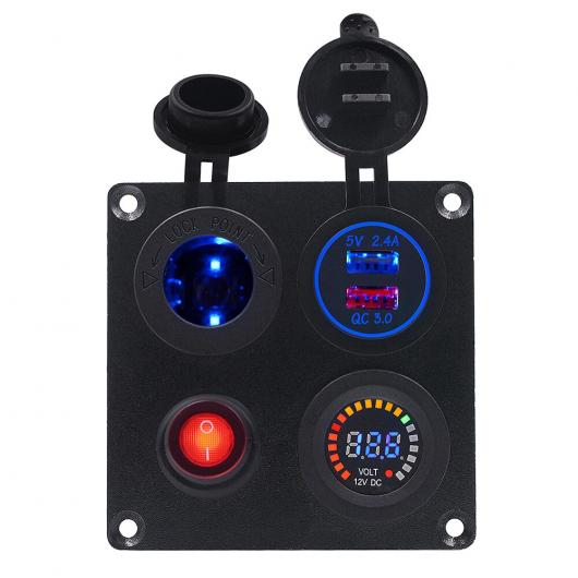 12-24V RV ヨット スイッチ パネル QC3.0 充電 携帯電話 チャージャー シガーソケット 色 スクリーン 電圧計 LED ディスプレイ パネル タイプA AL-RR-6747 AL Car parts