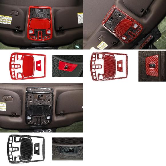 フロント リード ライト ランプ 装飾 カバー＆リア ウインドウ スイッチ ボタン トリム ステッカー アクセサリー 適用: フォード/FORD F150 2015～ レッド～カーボン調 AL-RR-2286 AL Interior parts cars