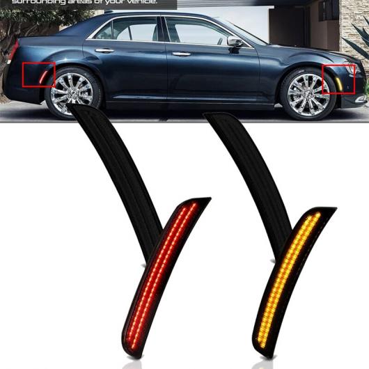 4ピース F＆R アンバー レッド LED サイド マーカー ライト 適用: クライスラー/CHRYSLER 300 2015 2016 2017 2018 フロント リア フルセット スモーク ライト 適用: クライスラー/CHRYSLER 300 AL-SS-0527 AL Car parts