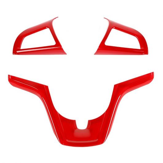 ABS カーボンファイバー調 ステアリング ホイール 装飾 カバー ステッカー 適用: シボレー/CHEVROLET カマロ 2010 2011 2012 2013 2014 2015 アクセサリー A レッド 3ピース AL-RR-2477 AL Car parts