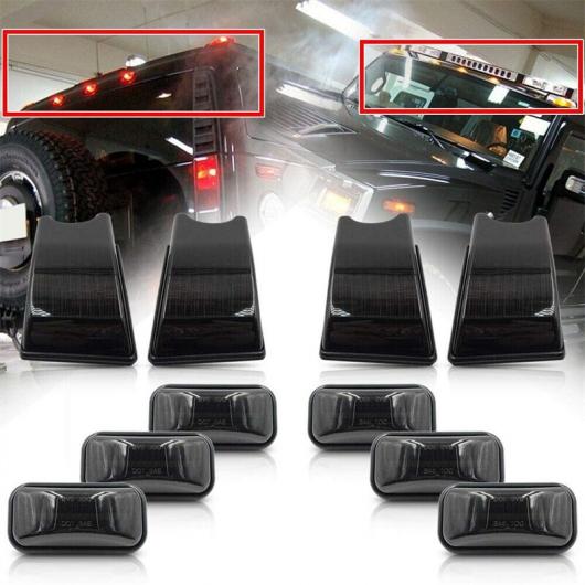 ライト 適用: ハマー/HUMMER H2 2003-2009 F＆R アンバー レッド スモーク レンズ LED サイド マーカー ライト + LED キャブ ルーフ マーカー ランニング ライト コンボ キット AL-SS-0860 AL Car parts｜オートパーツエージェンシー2号店