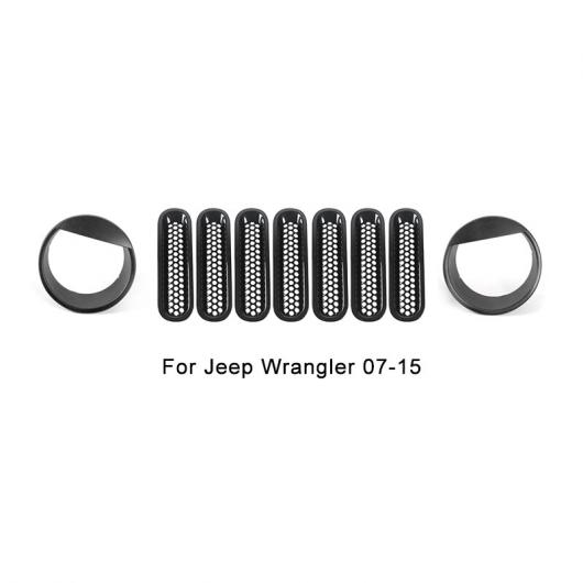 レーシング グリル ABS フロント ハニカム グリル カバー 装飾 アクセサリー 適用: ジープ/JEEP ラングラー JK 2007-2015 9ピース 1セット AL-RR-2700 AL Exterior parts for cars