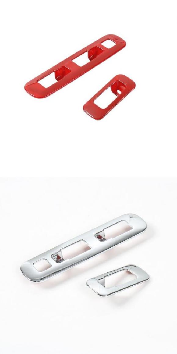 ABS インテリア ウインドウ リフト スイッチ ボタン 装飾 カバー トリム フレーム パネル ステッカー 適用: スズキ ジムニー 2007～ レッド・クロム AL-RR-2779 AL Interior parts for cars