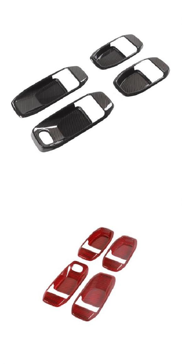 インテリア アクセサリー 適用: ジープ/JEEP グラディエーター JT インナー ドア ハンドル ボウル インテリア カバー 4ドア カーボンファイバー・4ドア レッド カーボン AL-RR-2853 AL Interior parts for cars