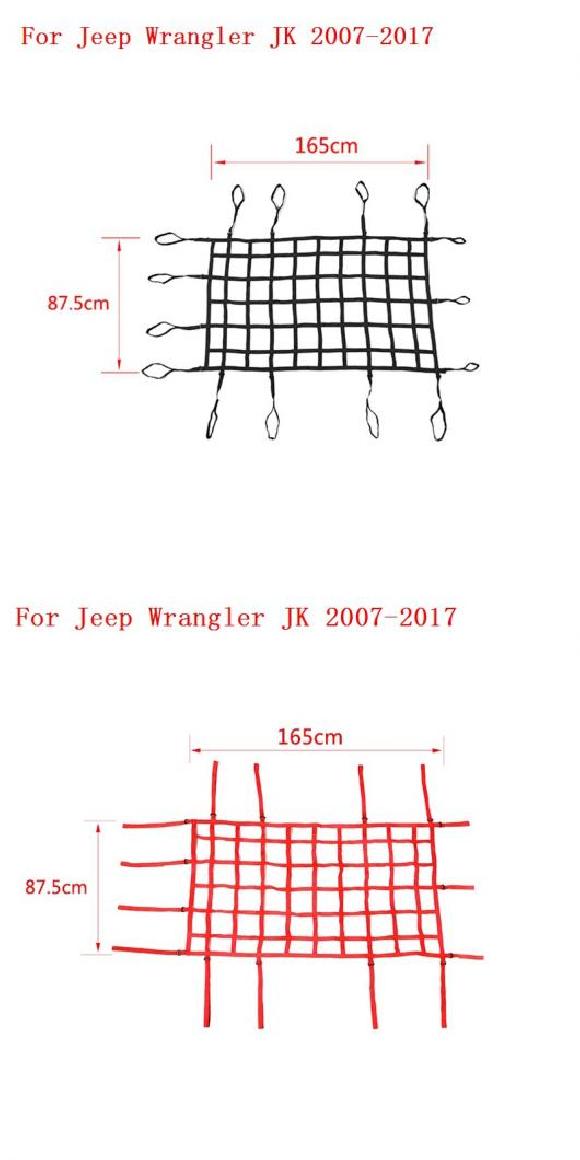 適用: ジープ/JEEP ラングラー JK JL 2007-2020～ トランク ルーフ ラゲッジ キャリア カーゴ バスケット トレイル ネット ラングラー JK ブラック ルーフ JK・レッド ルーフ JK AL-RR-2919 AL Interior parts for cars