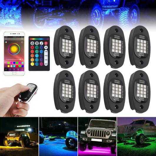 12V 8PODS RGB LED ロック アンダーボディ ホイール ウェル ブレーキ ライト キット APP/RF/IR デュアル ゾーン マルチカラー ネオン アンダー ライトセット AL-RR-4345 AL Car parts