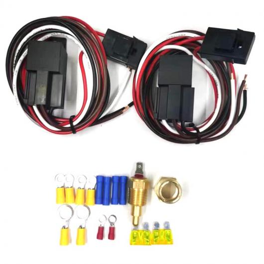 2ピース 電動 ファン 配線 ハーネス キット 温度 センサー 電動 ファン リレー キット ラジエーター 電動 ファン サーモスタット AL-RR-4793 AL Car parts