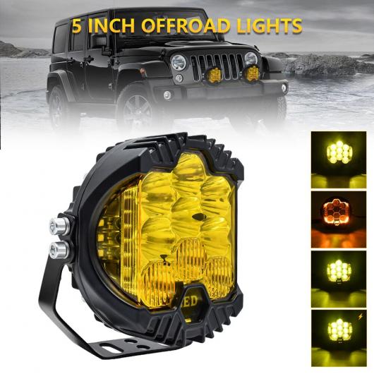5インチ 9-30V 3000K イエロー ライト 3 サイド イルミネーション LED ライト バー 適用: トラック/オートバイ/ SUV DRL エンジェル アイ AL-RR-4866 AL Car parts